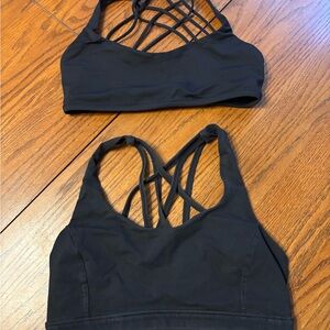 Lululemon womens black strappy sports bra lot 2 pc 8